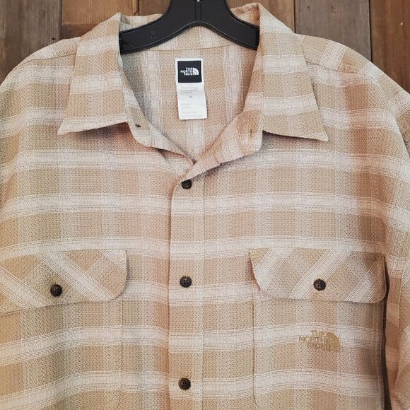 The North Face TNF Mens Casual Button Down Shirt Plaid 2 Chest Pockets Logo XL - Picture 2 of 7